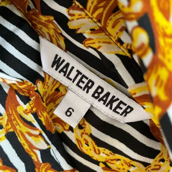 Walter Baker Button Front Shirt Dress Stripe Chain Filagree 6 - Picture 2 of 7